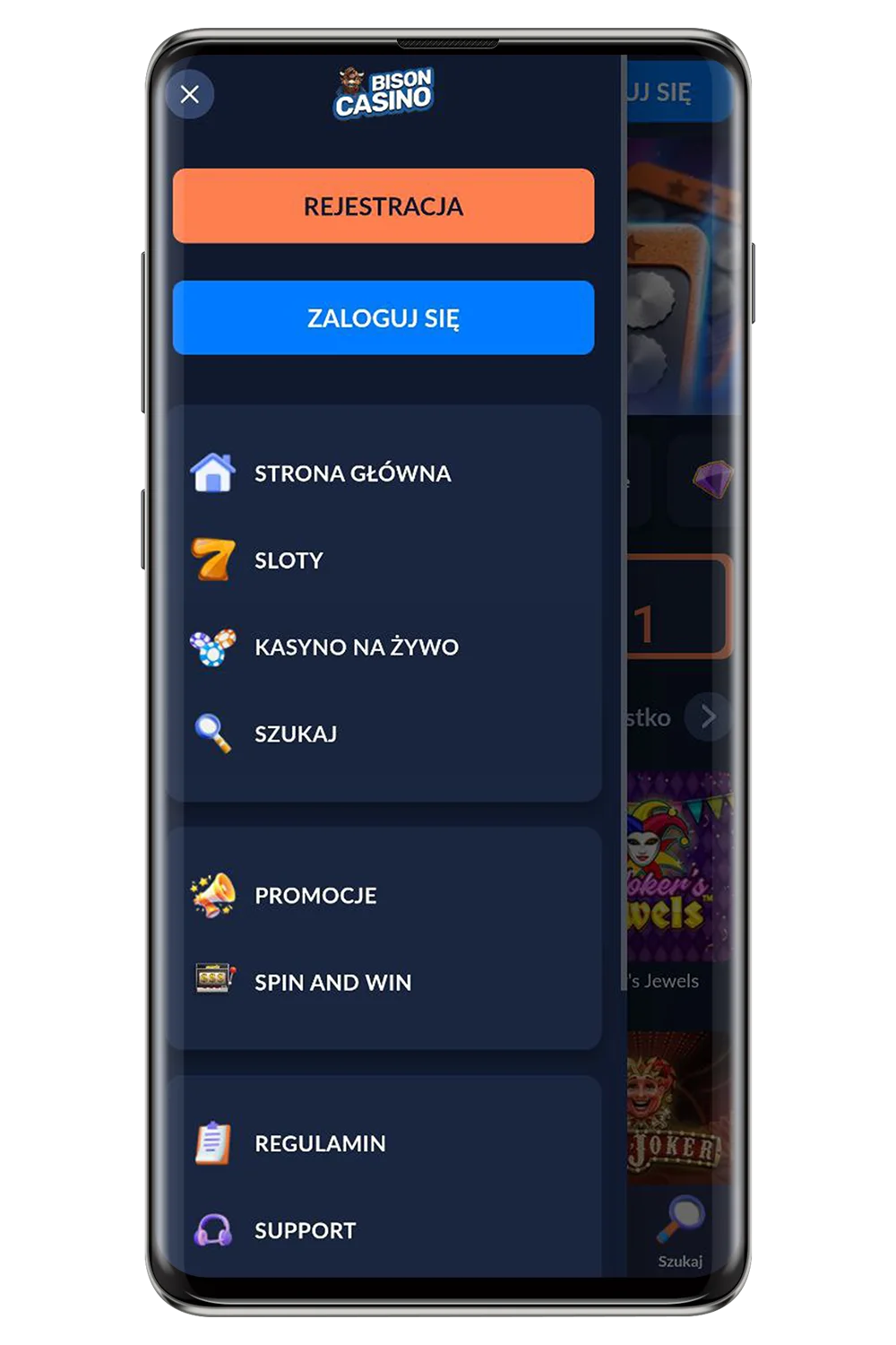 Kasyno Bison na urządzeniu mobilnym