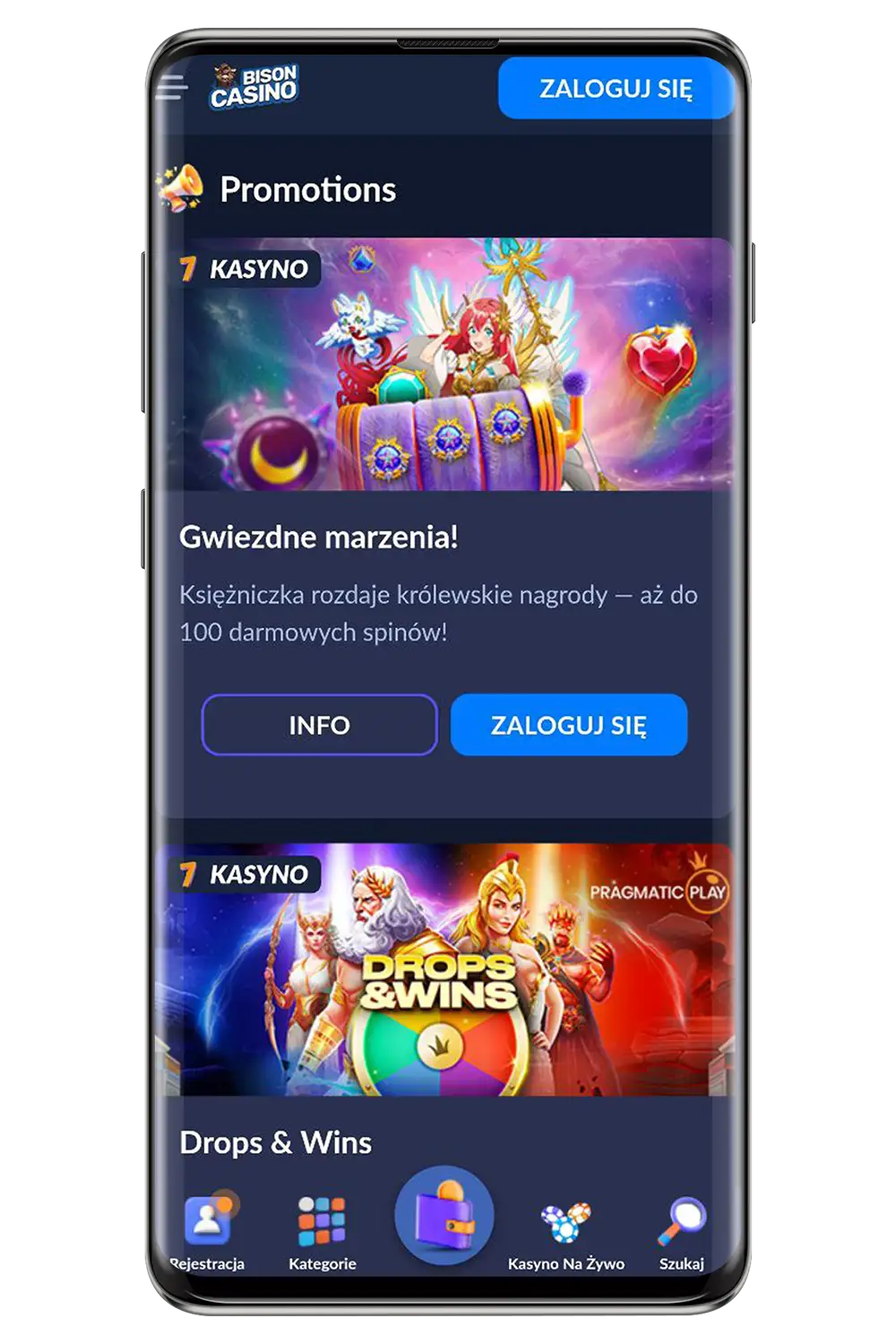 Kasyno Bison na urządzeniu mobilnym