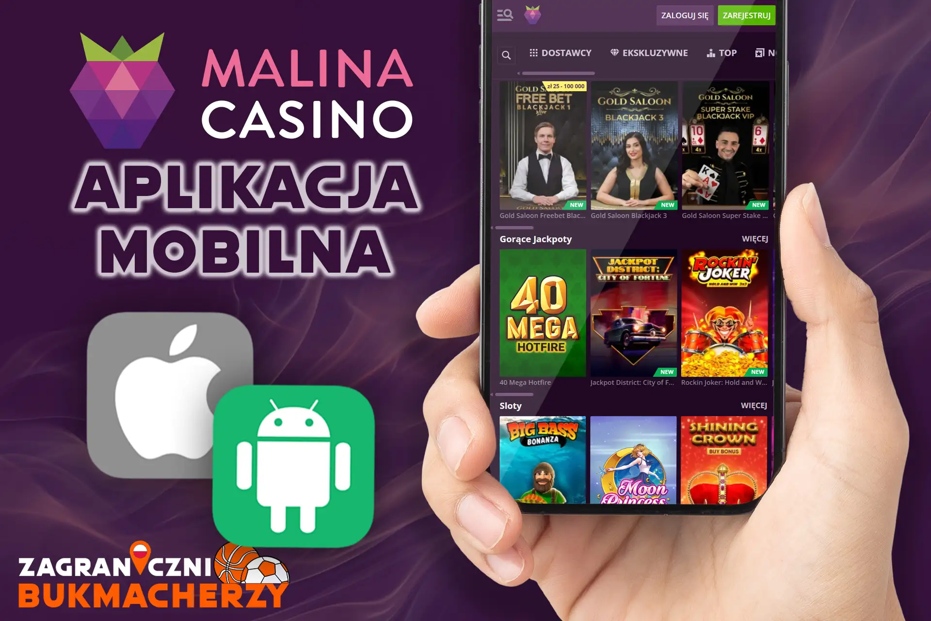 Wygodna aplikacja mobilna kasyna Malina na Androida i iOS
